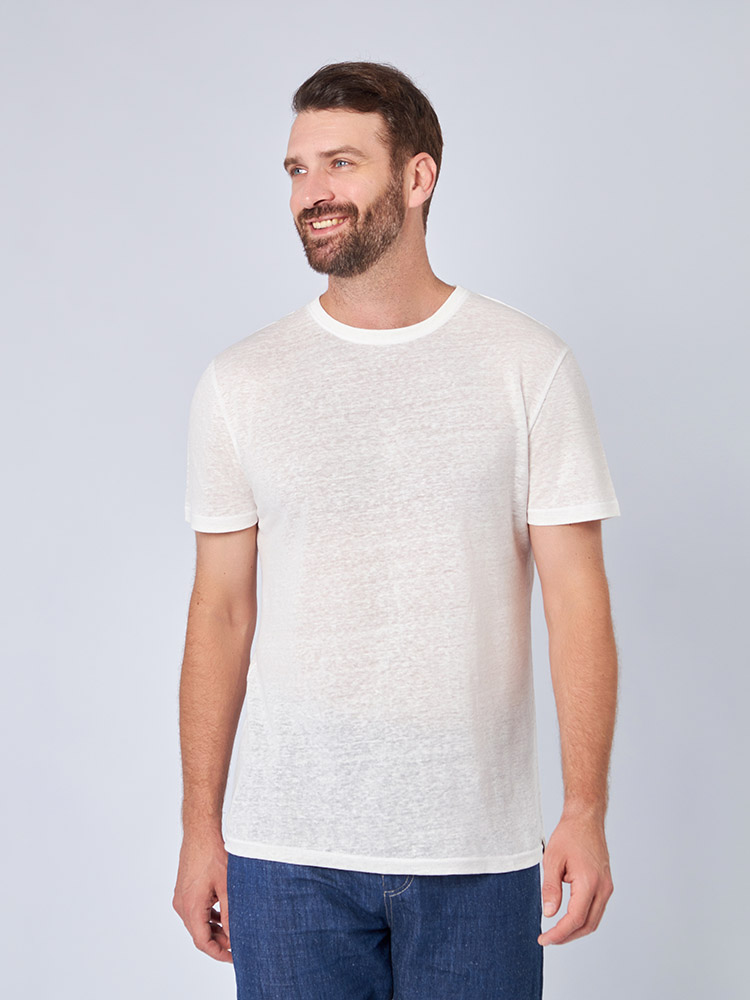 Льняная мужская футболка из 100% органического льна белая Uzor Wear